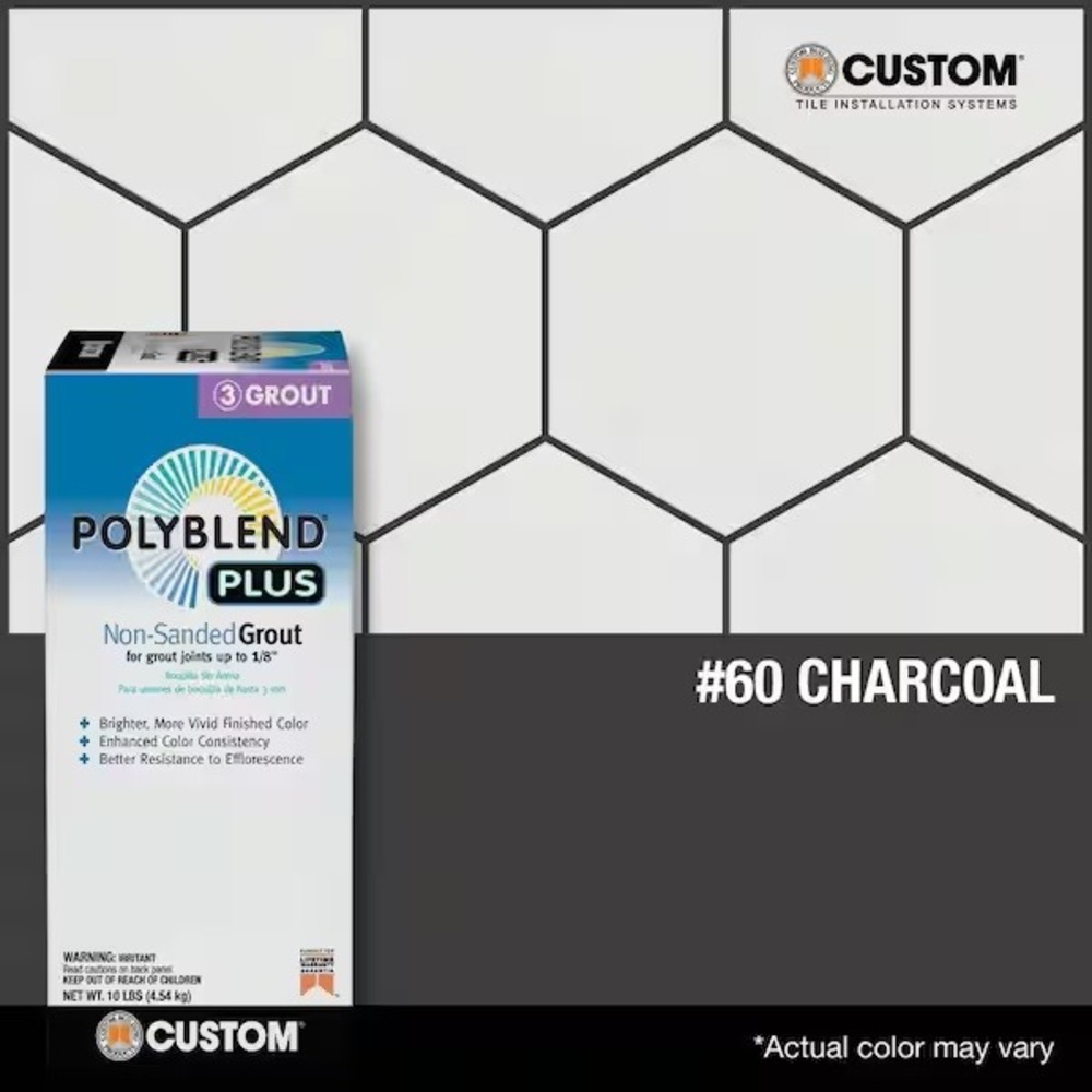 Custom Building Products Polyblend Plus Non-Sanded Grout 60 Charcoal 10 lb Bag - Picture 2 of 2